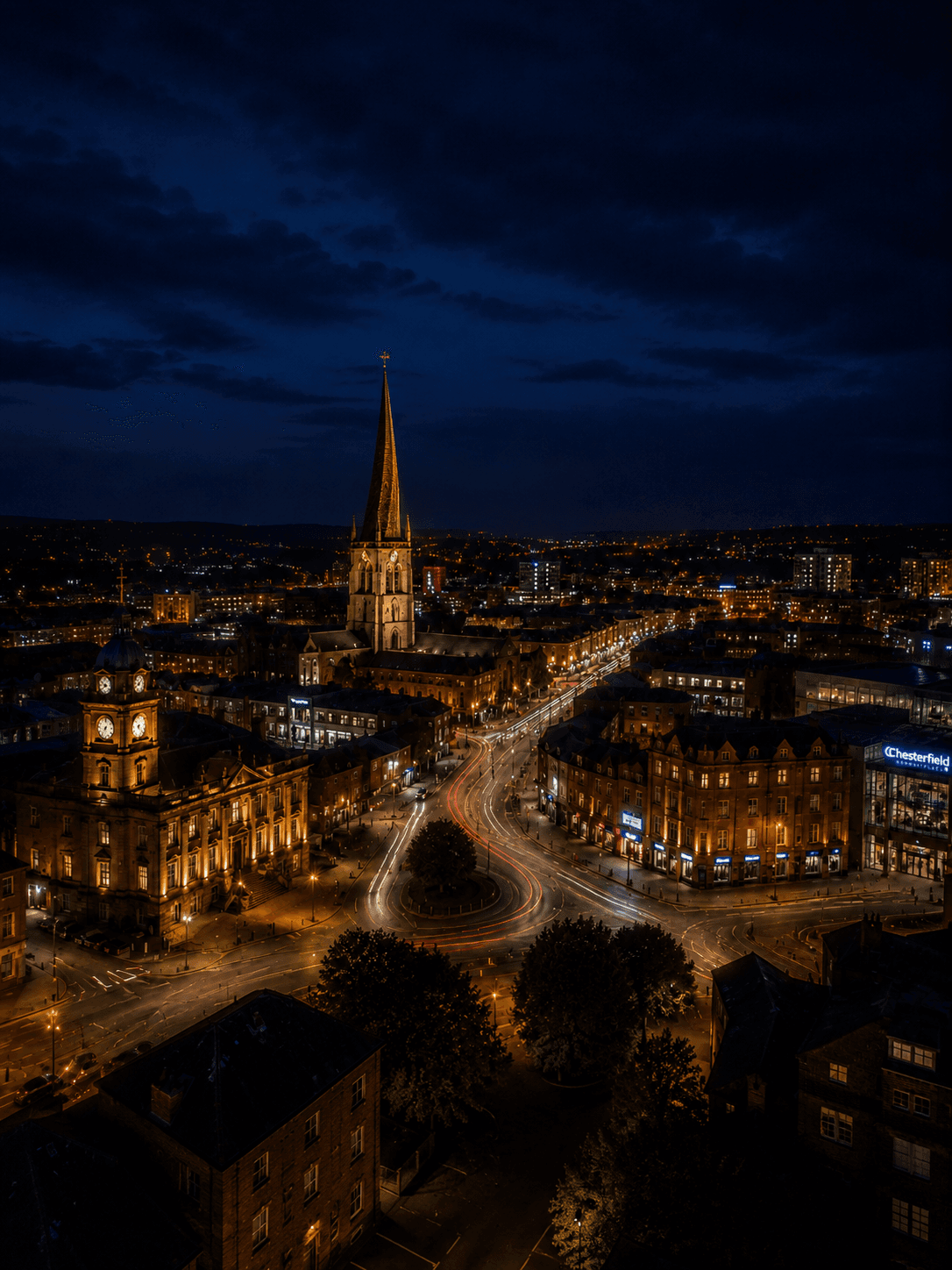 Chesterfield at night